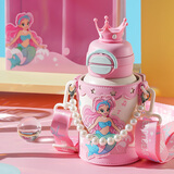 杯具熊（BEDDYBEAR）开口笑儿童水杯保温杯男女小学生宝宝吸管双饮杯子送礼保温壶 双饮保温杯-皇冠美人鱼600ml