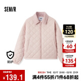 森马（Semir）棉服女灯芯绒翻领菱形格复古2024冬三防宽松轻薄棉衣109724112007