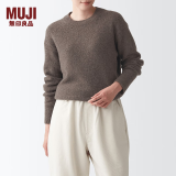 无印良品 MUJI 女式 含牦牛绒骆驼绒圆领毛衣 长袖针织衫秋 冬季 深咖啡棕色 M -L(165/88A)