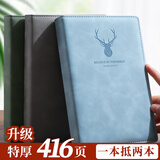 嘉然恒 笔记本本子A5皮面加厚记事本可定制简约商务办公会议记录本高颜值大学生手帐本日记本工作日志 蓝灰色