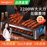亨博电烧烤炉烤肉锅电烤盘电烤炉烧烤架多功能烤串机羊肉串无烟不粘家用一体机韩式煎烤盘商用室内户外 双烤网·涂层升级款 2层