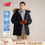 NEW BALANCE NB官方羽绒服男女同款鸭绒连帽毛领中长款外套 BK AMJ43358 S