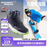 Skechers斯凯奇男女童棉鞋儿童雪地靴冬季厚实保暖中帮大童二棉鞋8701648L 男童-海军蓝色-多彩色-NVMT 28.5