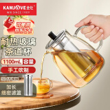 金灶（KAMJOVE）泡茶壶飘逸杯 耐热玻璃茶具功夫办公室花茶壶 茶水分离杯茶壶家用 A-20加长滤篮 1100ml