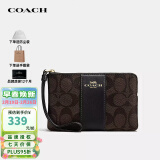 蔻驰（COACH）女包小号手拿包零钱包深棕色印花CS602【品牌授权】送女友礼物