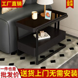 漳沐年华茶几沙发边几沙发边柜侧边柜茶角几高级感高档轻奢客厅沙发柜置物 黑色单抽【玻璃台面】 【宽30*长80*高60】实木