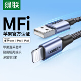 绿联【MFi认证不弹窗】苹果充电线快充数据线USB to Lightning适用iPhone14/13/12/11手机平板ipad1m