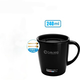 阿司倍鹭（ASVEL）保温咖啡杯杯子男女情侣款 办公室带盖勺大容量茶杯水杯 黑色240ml A3234-17