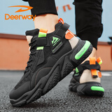德尔惠（DEERWAY）老爹鞋男鞋2025秋冬季厚底鞋子男款休闲运动鞋 黑色 41