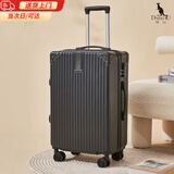 袋鼠（KANGAROO）行李箱2025新款行李箱女小清新密码箱男学生结实耐用拉杆箱子母箱 黑色【复古拉链款单箱】 20寸