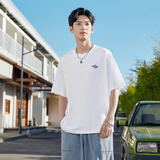 361°运动短袖男女同款夏季透气宽松棉印花t恤休闲圆领上衣 【推荐】本白9115D XL