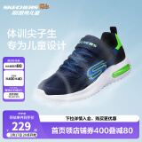 Skechers斯凯奇儿童运动鞋春秋女童魔术贴休闲鞋中大童轻质跑步鞋303601L 403723L海军蓝色/柠檬色/NVLM 28.5