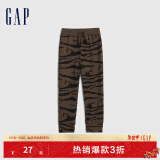 Gap男幼童秋季款纯棉运动束脚裤734794儿童装可爱长裤 棕色 110cm(4岁)偏小 建议选大一码