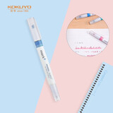 国誉(KOKUYO)进口mark+彩色荧光笔 学生用划重点标记记号笔 双头蓝色 1支装PM-MT200B