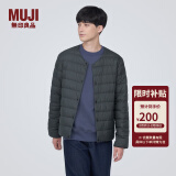 无印良品 MUJI 男式 便携式 无领羽绒夹克男款 男士羽绒服冬季款 保暖 深灰色3A S