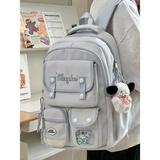 丛林鸟学院风可爱大容量书包女小学生高颜值双肩包初中女生高中学生背包 蓝色【红围巾小狗+1个星星徽章】