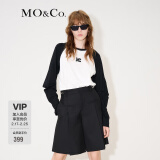 MO&Co.冬季MC刺绣黑白插肩袖长袖棉质宽松T恤MBB4TEE002moco 本白色-第2批 S/160