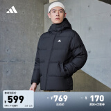 adidas 600蓬拒水防风保暖鸭绒羽绒服面包服男女同款冬季阿迪达斯 黑色 S