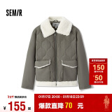 森马（Semir）棉服女拼接毛绒翻领温柔百搭2024冬季宽松棉衣复古风109724112003