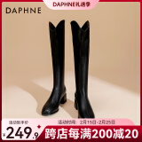 达芙妮（DAPHNE）靴子女长筒靴女2022秋冬新品经典骑士靴女加绒高筒靴女靴 黑色【加绒】 37