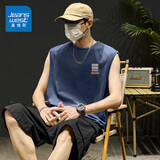 真维斯（Jeanswest）100%纯棉背心男美式潮流街头ins风圆领无袖上衣男款户外百搭汗衫 雾霾蓝#ZS花纹标X 3XL 【品牌品质好保障】