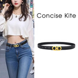 CONCISE KITE【礼盒装】官方皮带女士牛皮西装连衣裤裙带CK轻奢腰带女 黑色 105cm （带宽2.3cm)