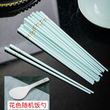 梵创景德镇陶瓷筷子家用高档防滑防霉耐高温筷子10双送礼礼品套装餐具 影青陶瓷筷子10双送饭勺一个