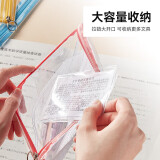 樱花（SAKURA）透明考试笔袋简约男女学生用大容量笔袋糖果色小清新防水文具袋-珊瑚红