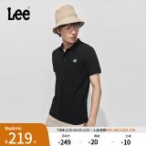 Lee24新品标准版型字母logo翻领男士短袖polo衫休闲潮流 黑色 S