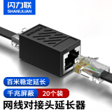 闪力联网线对接头 转接头千兆屏蔽网络延长连接器RJ45网口直通头水晶头转接口双通头接口5/6/7类网线通用 千兆对接头【20个装】
