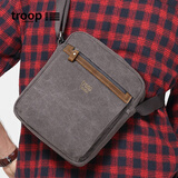 Troop单肩包男复古休闲简约实用竖版斜挎包包欧美潮包单肩斜跨包随身包 黑灰色TRP0218