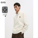 GXG男装复古压花精致翻领卫衣 米色 175/L