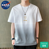 nasawassup纯棉短袖t恤男士夏季潮牌渐变色半袖男生设计感小众凉感透气体恤T 白色 L （100-115斤）