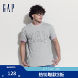 Gap【热卖爆款】男装2024夏新款撞色logo圆领短袖T恤纯棉上衣544465 灰色 180/100A(XL) 亚洲尺码