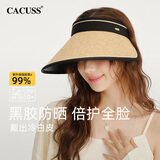 CACUSS遮阳帽女夏季防晒帽大帽檐空顶草帽太阳帽可卷帽子女 格林棕