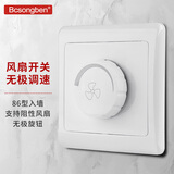 Bcsongben家用暗装86型220V吊扇调速变速器面板 电风扇通用型无极调速开关 暗装-白色无极调速300W