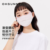 OhSunny防晒口罩女防紫外线护眼角户外骑行透气显瘦凉感面罩 奶茶紫-腮红款