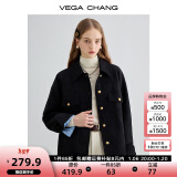 VEGA CHANG短外套女2025年春秋季宽松休闲感旷野美拉德外套 黑色 L