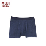 无印良品 MUJI 男式 印度棉 罗纹编织 前开口 平角内裤 裤头四角裤 藏青色 L