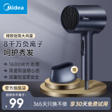 美的（Midea）吹风机家用负离子大功率不伤发电吹风筒吹风机负离子吹风机宿舍用小功率便携装女生生日礼物 星夜蓝 升级款-8000万负离子