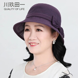川玖田一 中老年帽子女 夏天防晒帽 春秋薄款老人奶奶透气凉帽 妈妈遮阳帽 紫色 深 可调节(配防风带)