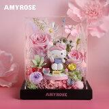 AMYROSE永生花束helloKitty哈喽凯蒂猫礼盒摆件高级感生日情人教师节礼物 HelloKitty—Monday早起搬砖