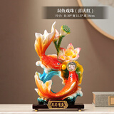 鲤鱼跃龙门摆件办公室客厅酒柜电视柜装饰品新房子乔迁礼物送朋友 戏珠(喜庆红)