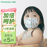 绿鼻子（green nose）儿童口罩 婴儿宝宝流感防护用品 萌萌兔 小童5片【1-3岁适用】