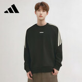 阿迪达斯（adidas）卫衣黑色运动三条纹男女同款圆领套头上衣KA2562 黑色 L