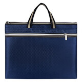 文件袋拉链手提办文包双层收纳袋商务办公资料袋B4防水会议公文袋投标档案事务包可定制logo印刷广告 藏青色1个【双层无侧宽】