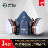 中体倍力 防毒面具防有毒气体化工喷漆农药喷洒专用面具 V7+V6001A七件套【有机气体/防毒喷漆】