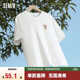 森马（Semir）[凉感T]x超级植物短袖T恤女抗菌2024夏宽松刺绣上衣109324100007