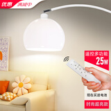 秒舒康落地灯客厅餐厅奶油风时尚钓鱼遥控灯高亮调光床头沙发LED节能灯 大奶球灯遥控无极高亮25W+遥控器