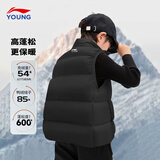 李宁儿童马甲秋冬季新款男童女中大童青少年加厚羽绒运动外穿轻薄背心 黑色 175